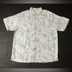 Tommy Bahama Men’s Pineapple Print Shirt Size Large 100% Silk Hawaiian Style